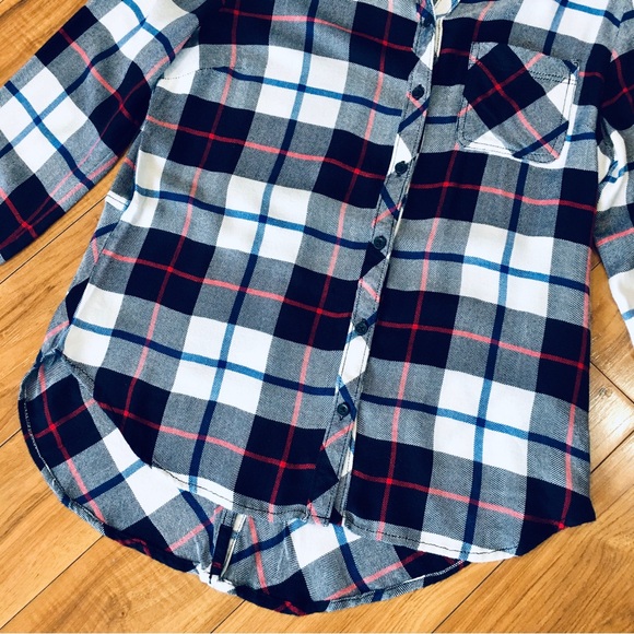 Beach lunch lounge plaid cozy lumberjack shirt top blouse button down medium - Picture 2 of 9